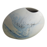 White and blue oval vase