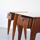 Set of 2 Italian Midcentury Rosewood and carrara bedsides tables