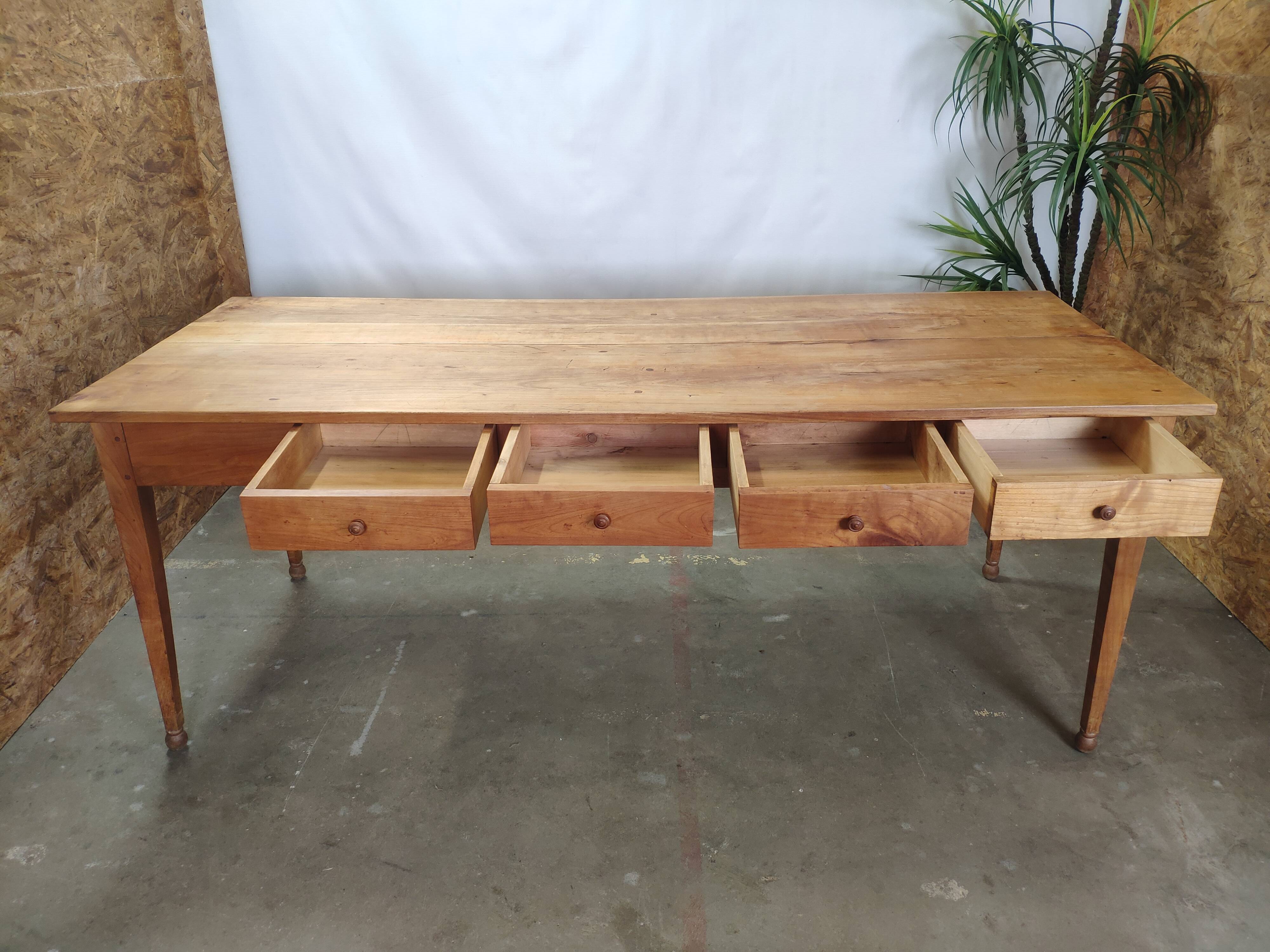 Table de ferme ancienne 9 tiroirs 2m
