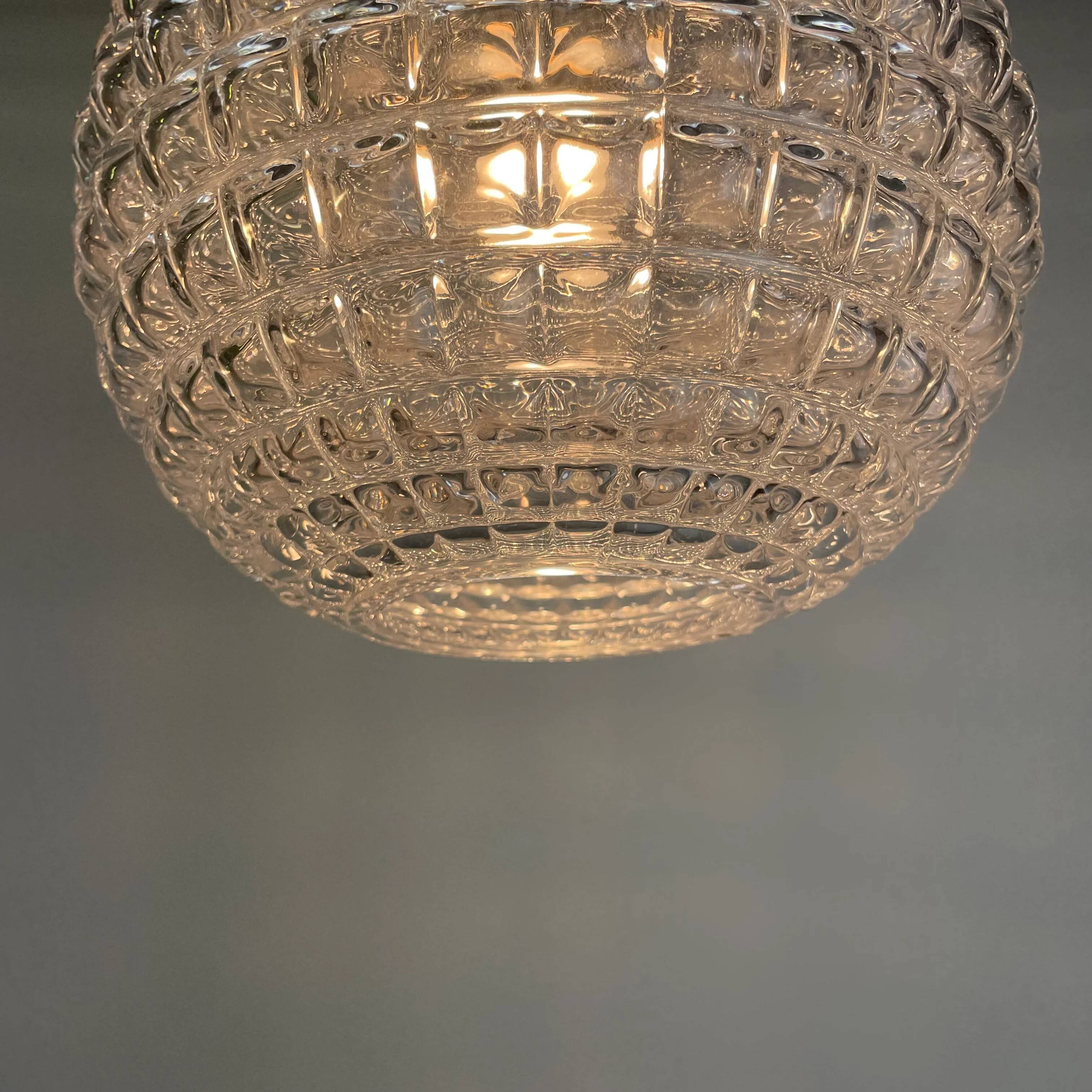 Crystal glass pendant lamp by Peill & Putzler 1960