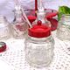 Table condiment server red metal turntable 6 vintage pieces