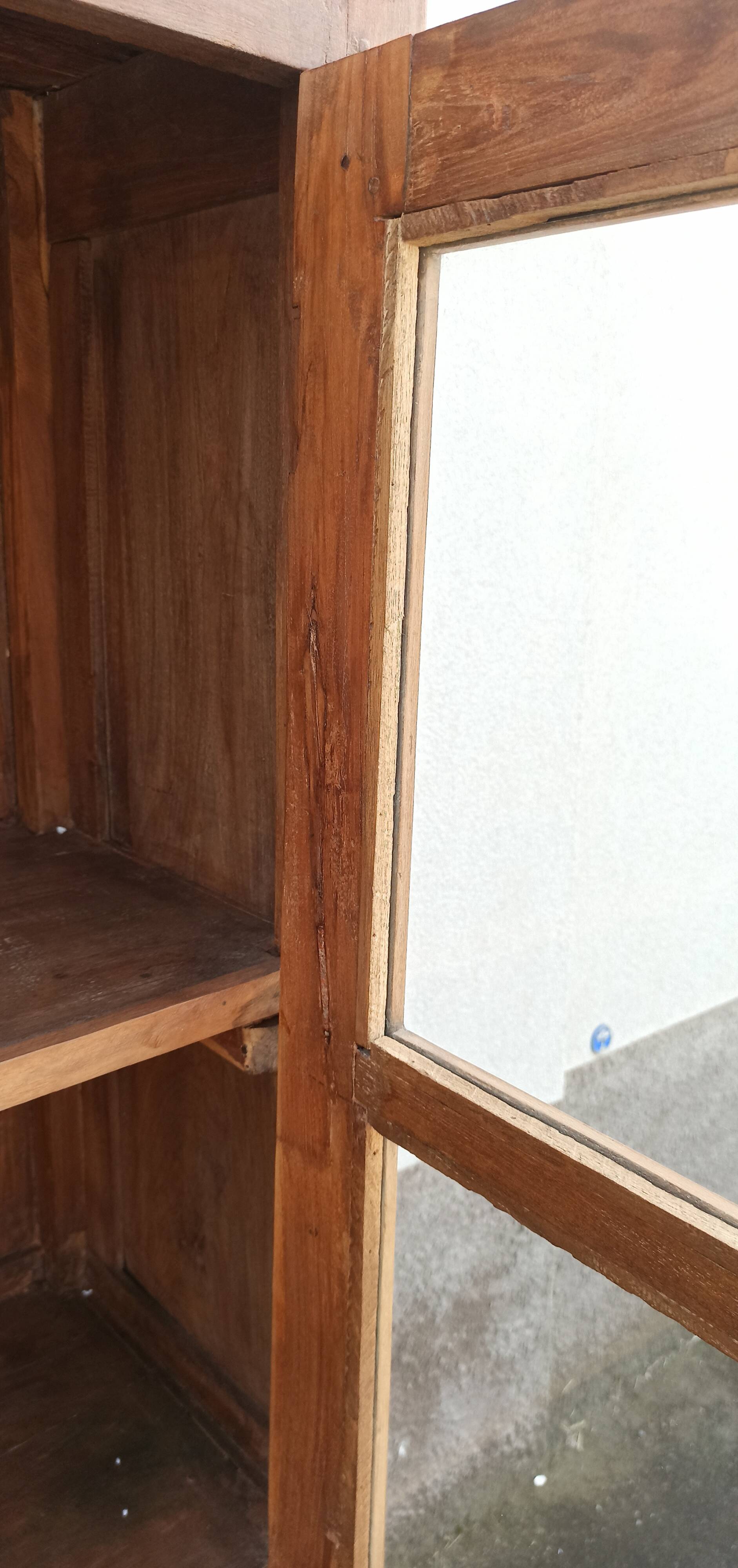 Old wooden glass cabinet