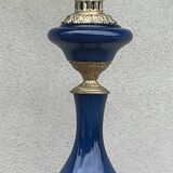 Baluster lamp blue and bronze porcelain
