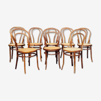 8 chaises bistrot n°14 et n°18 en bois courbé début XXe