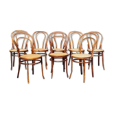 8 bistro chairs n°14 and n°18 in curved wood early twentieth century