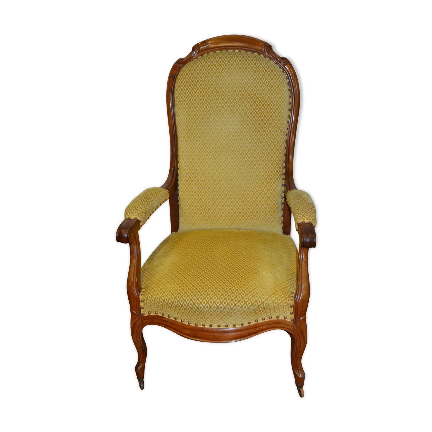 Walnut voltaire armchair