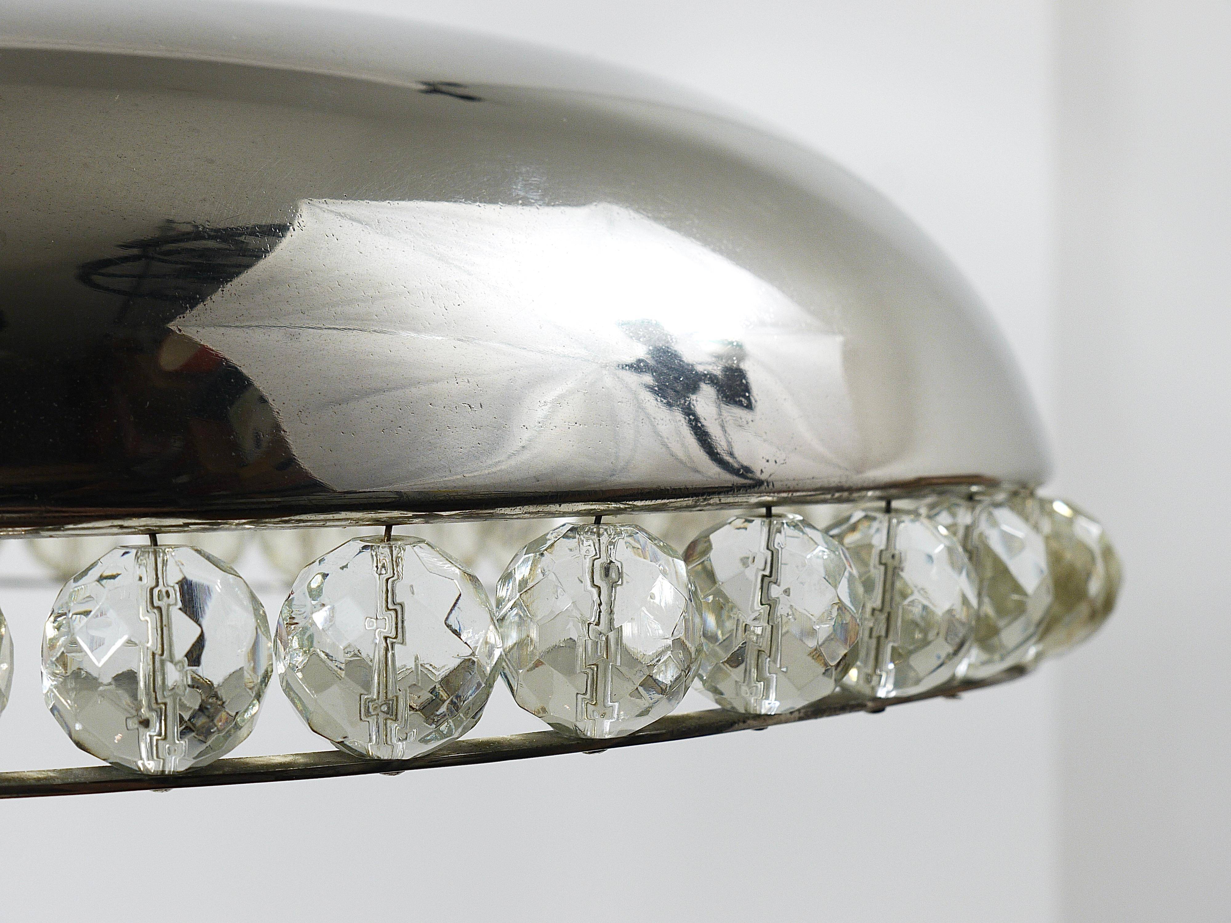 Mushroom Table Lamp in Nickel and Crystal Bakalowits Vienna, Austria, 1950s