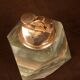 Italian Geometric Green Onyx and Brass Table Lighter, 1970
