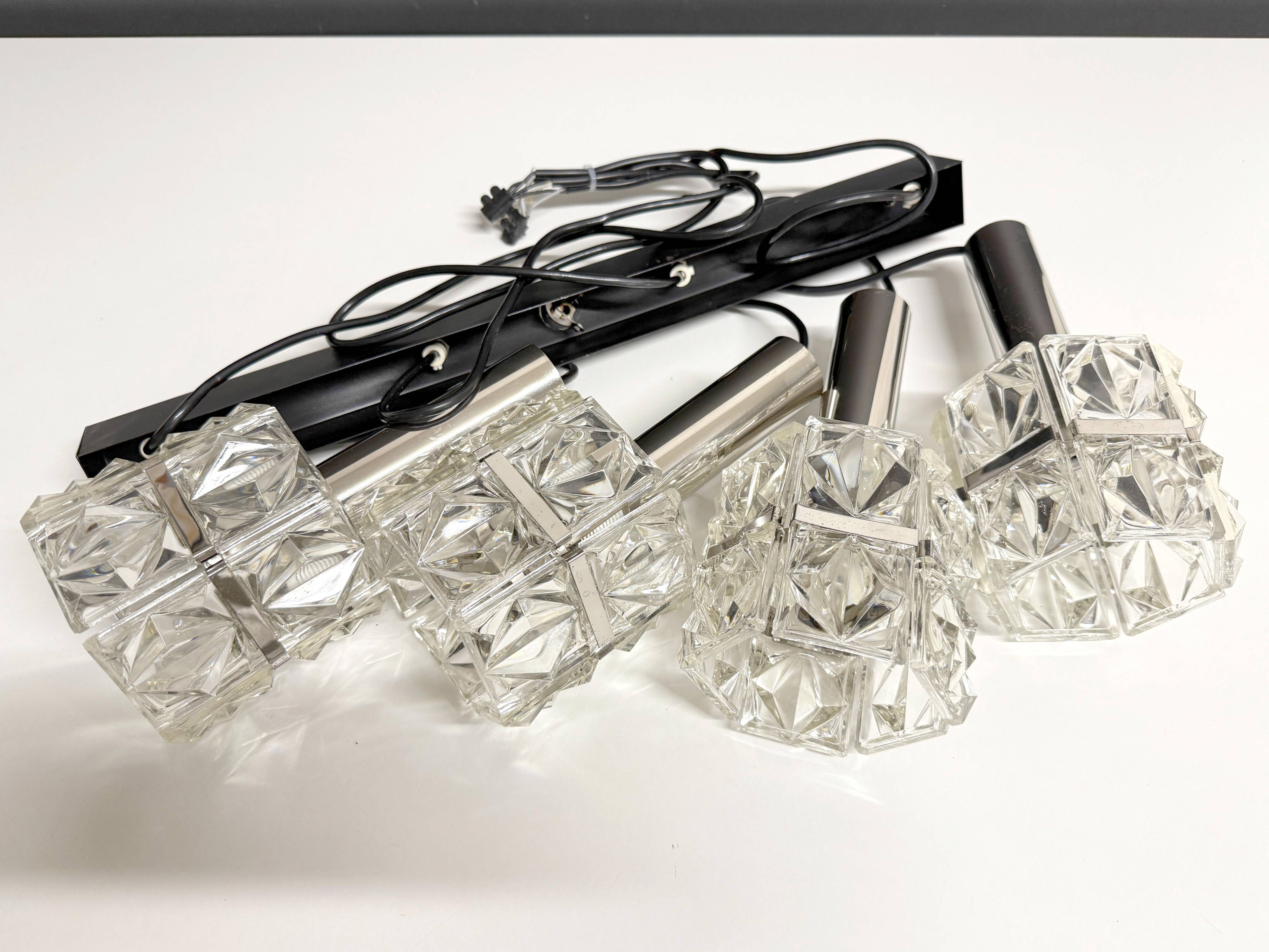 Old Vintage 4-Light Suspension Light Fixture Kinkeldey Style 60's 70's