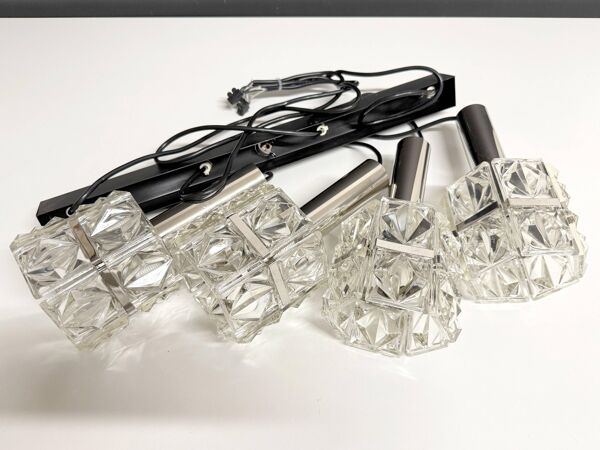 Ancien Luminaire Suspension 4 Lumières Vintage Style Kinkeldey 60's 70's