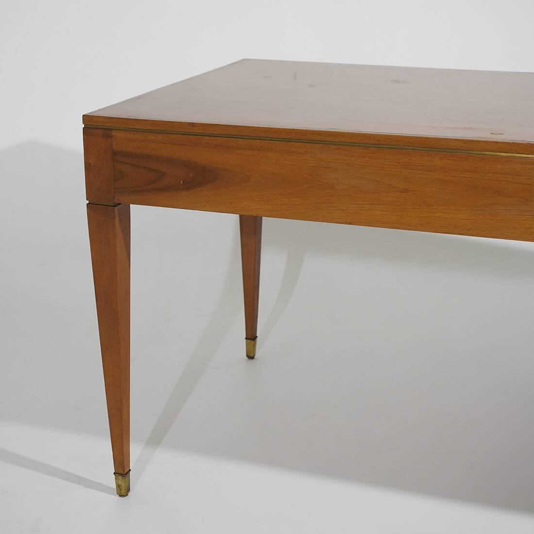 Walnut desk with brass details, 1950s