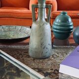 Art Deco green iridescent vase, Montieres France 1930s