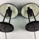 Pair of vintage table lamps, black lace-up metal 1980