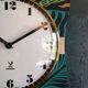 Vintage clock golden silent wall clock "Jaz black green ochre"