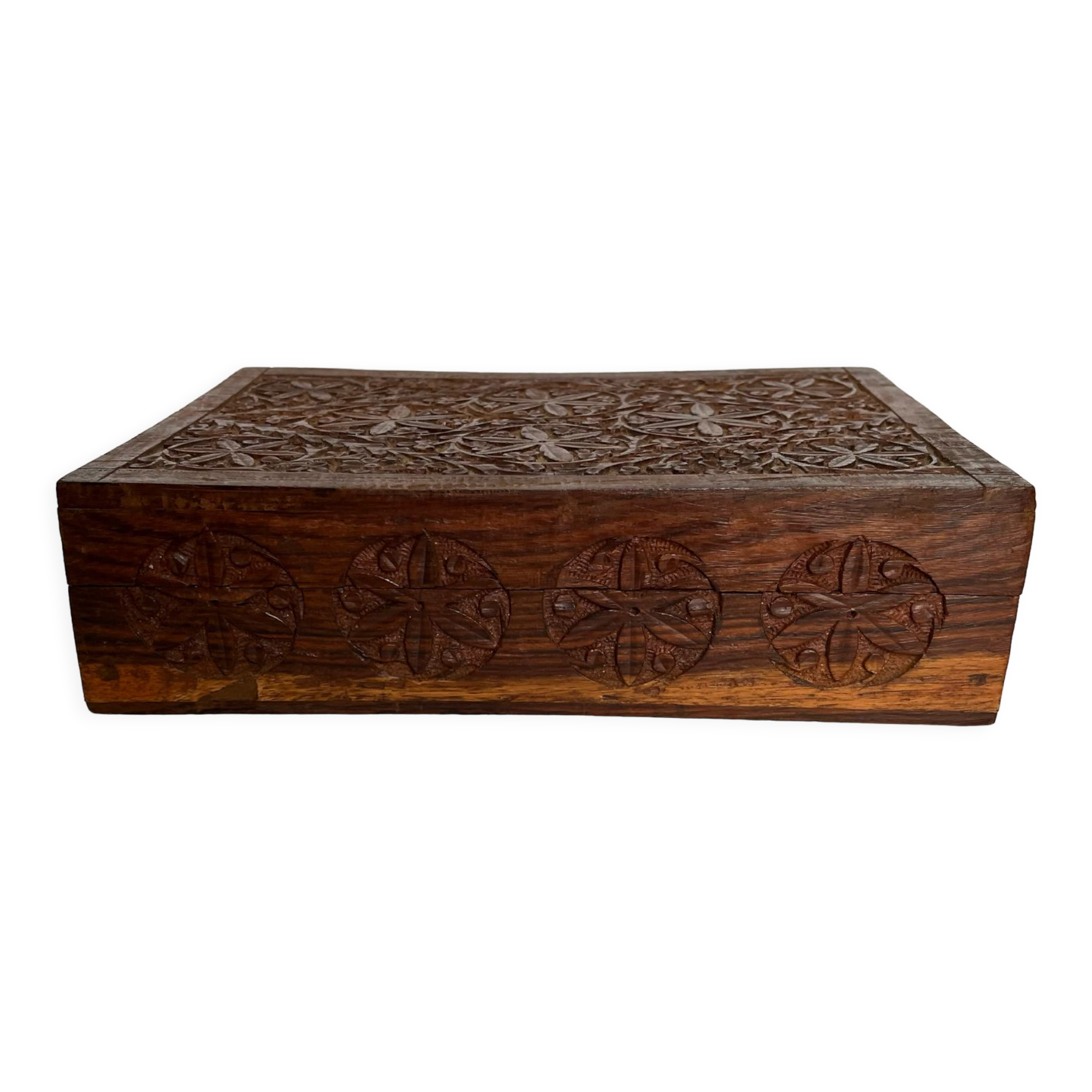 Carved wooden box
