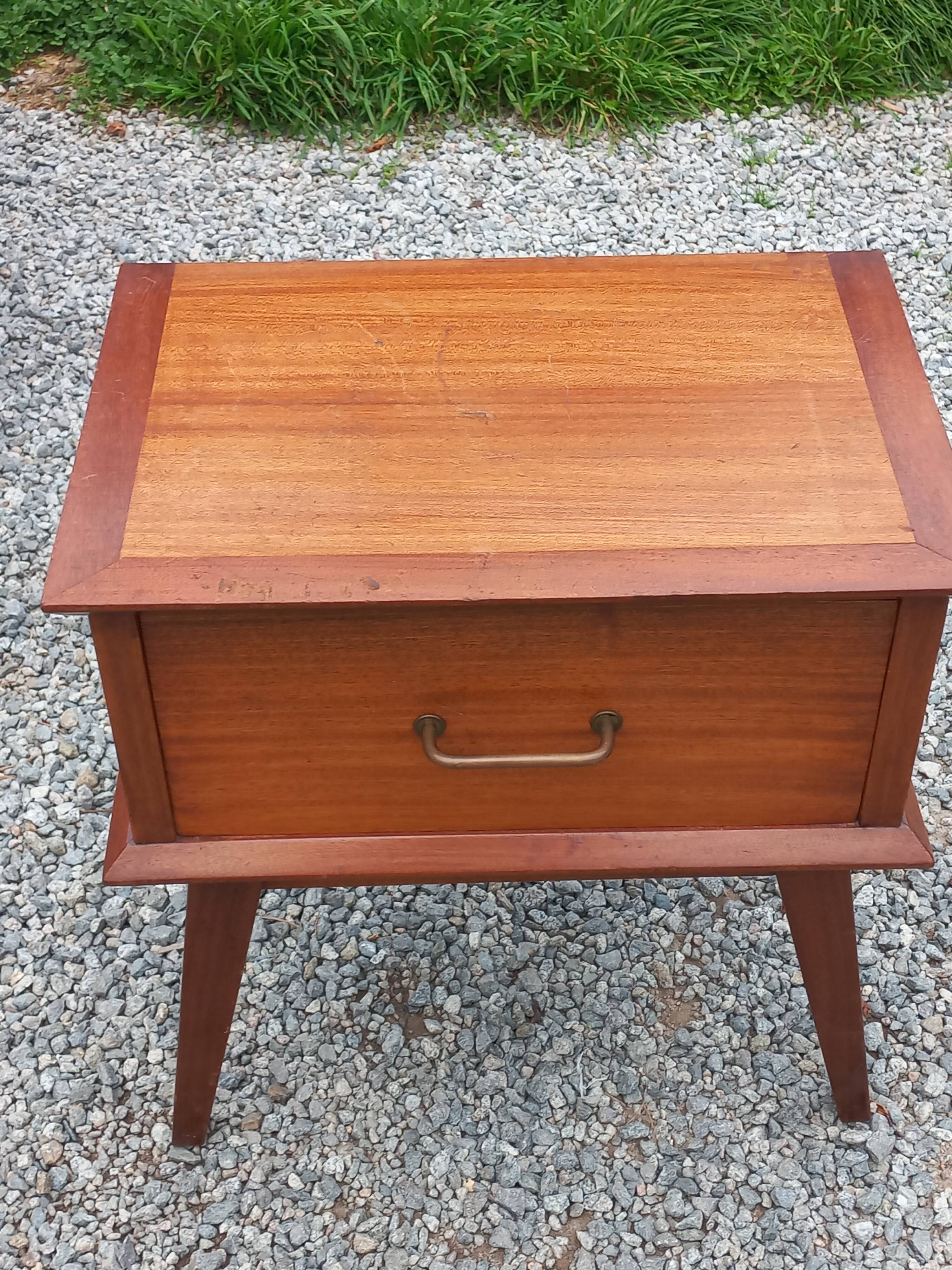 Vintage bedside table with compass legs from the 50s