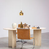 1970 oval architectural travertine dining table