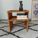 60s woven metal wicker bedside table