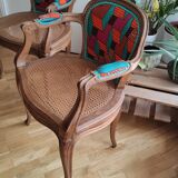 Pair of two wax back and cannage seat