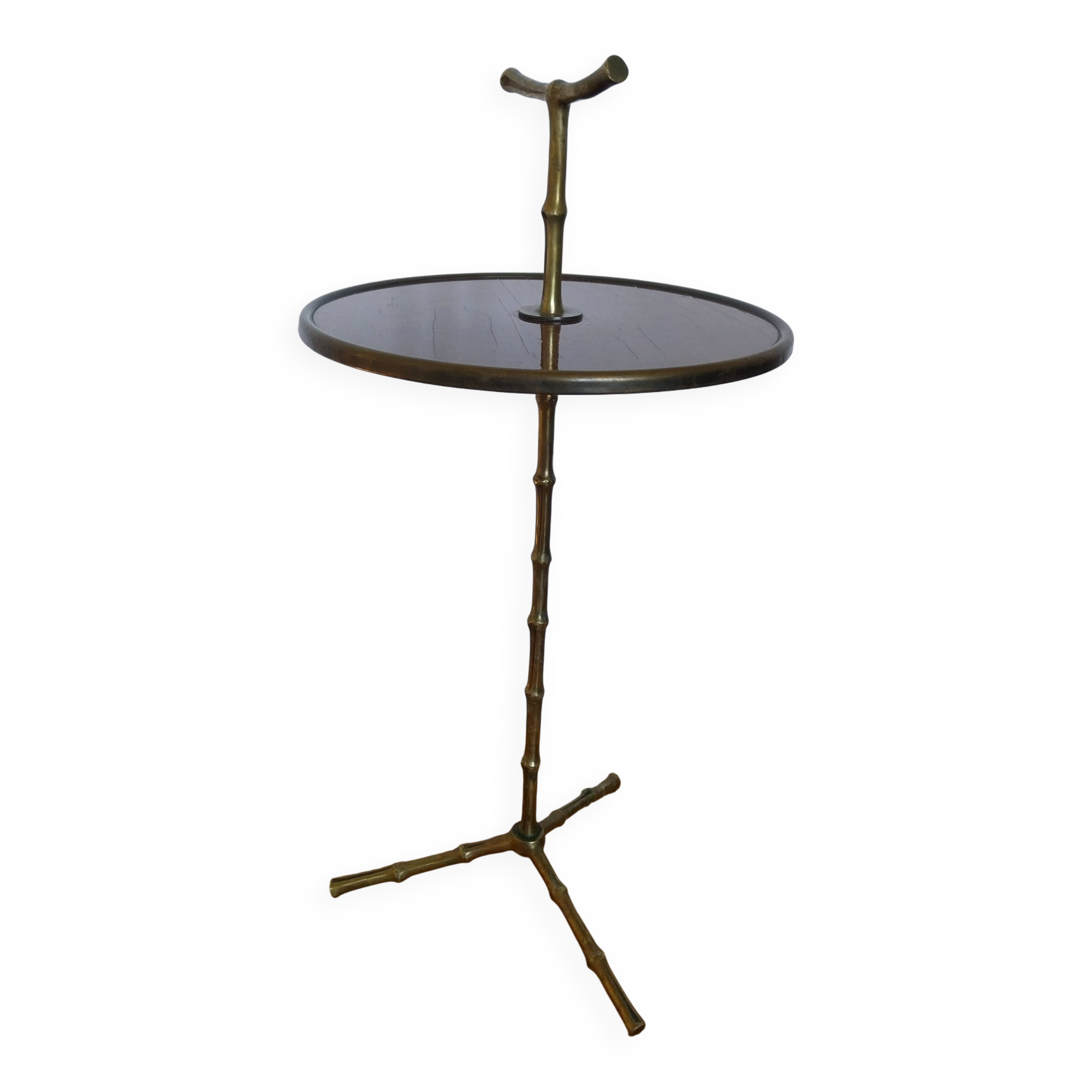 Martini table Maison Baguès bamboo imitation brass side table guéridon