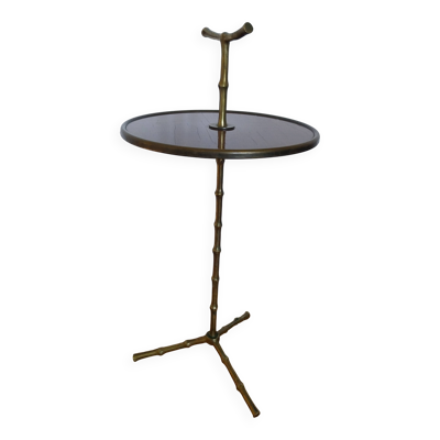 Table martini Maison Baguès imitation bambou en laiton sellette guéridon