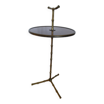 Martini table Maison Baguès bamboo imitation brass side table guéridon