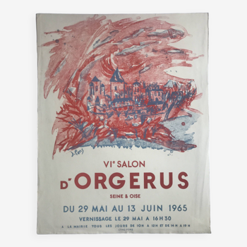 Jean PONS, 6e salon d'Orgerus, 1965. Affiche originale en lithographie sur vélin d'Arches