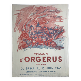 Jean PONS, 6e salon d'Orgerus, 1965. Affiche originale en lithographie sur vélin d'Arches