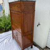 Louis xvi secretary in walnut with gray veined marble top 19th century