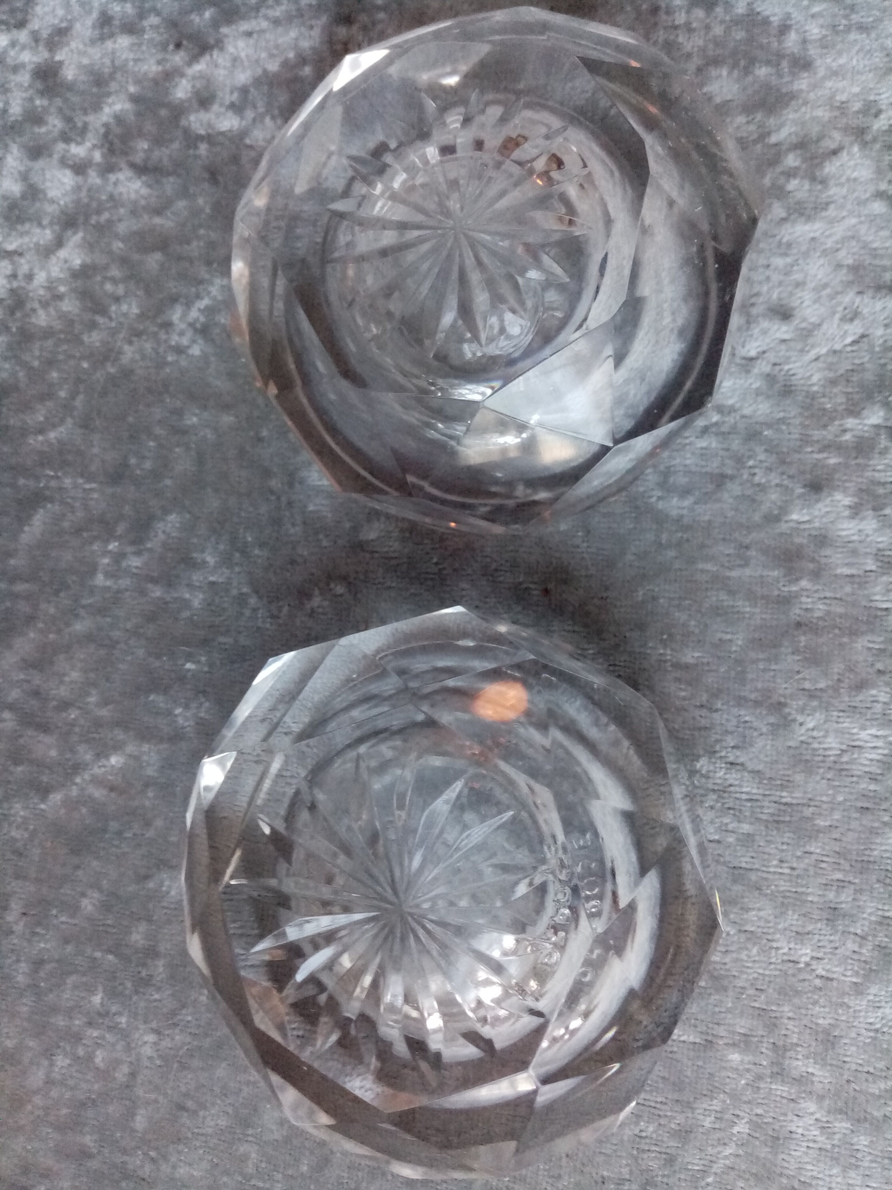 Pair of crystal salerons size 19th sign baccarat