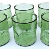 1970s (lot 2) 6 orangeade glasses Bubble and coloured glass