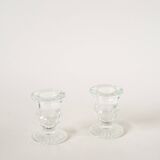 Pair of small molded glass candlesticks, 1950