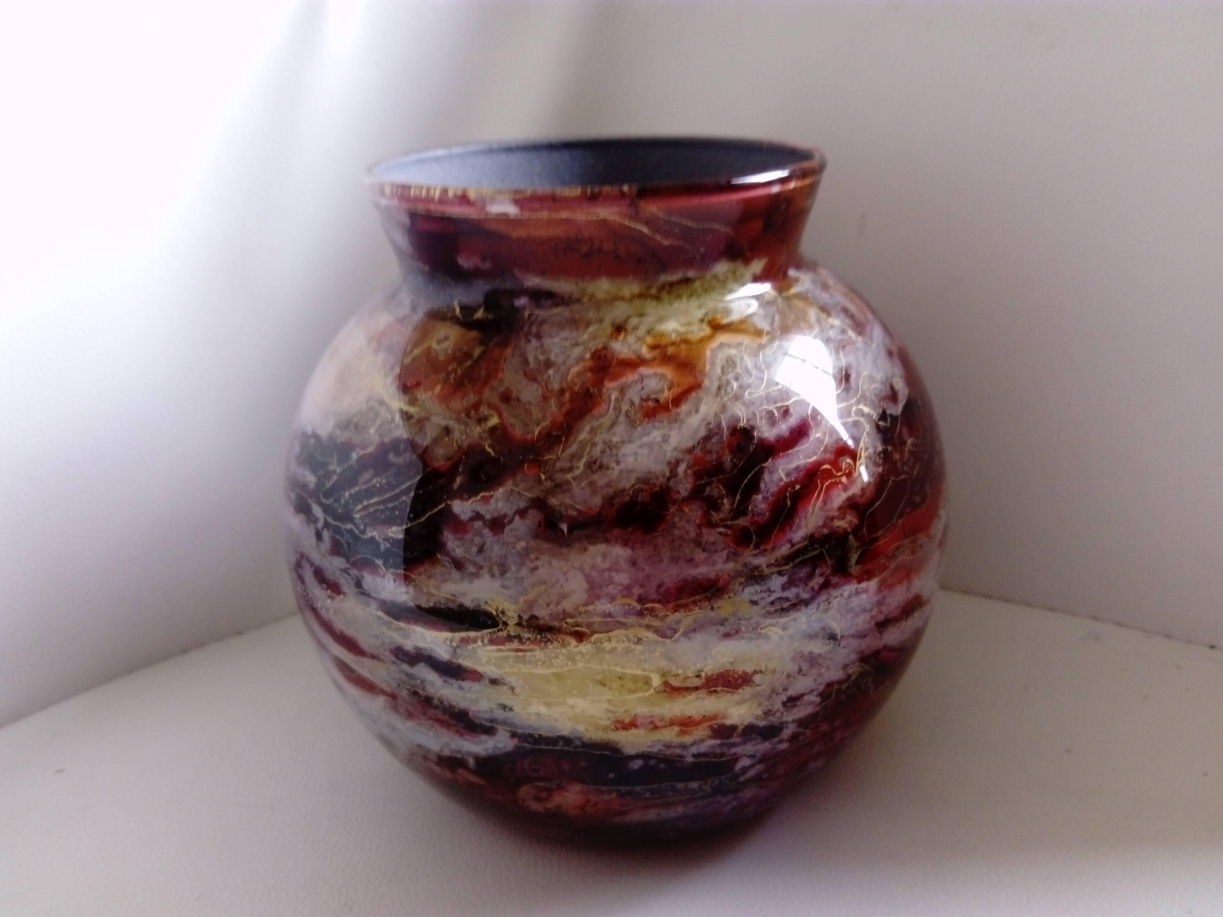 Lacquered glass ball vase by Jean Noel Bouillet