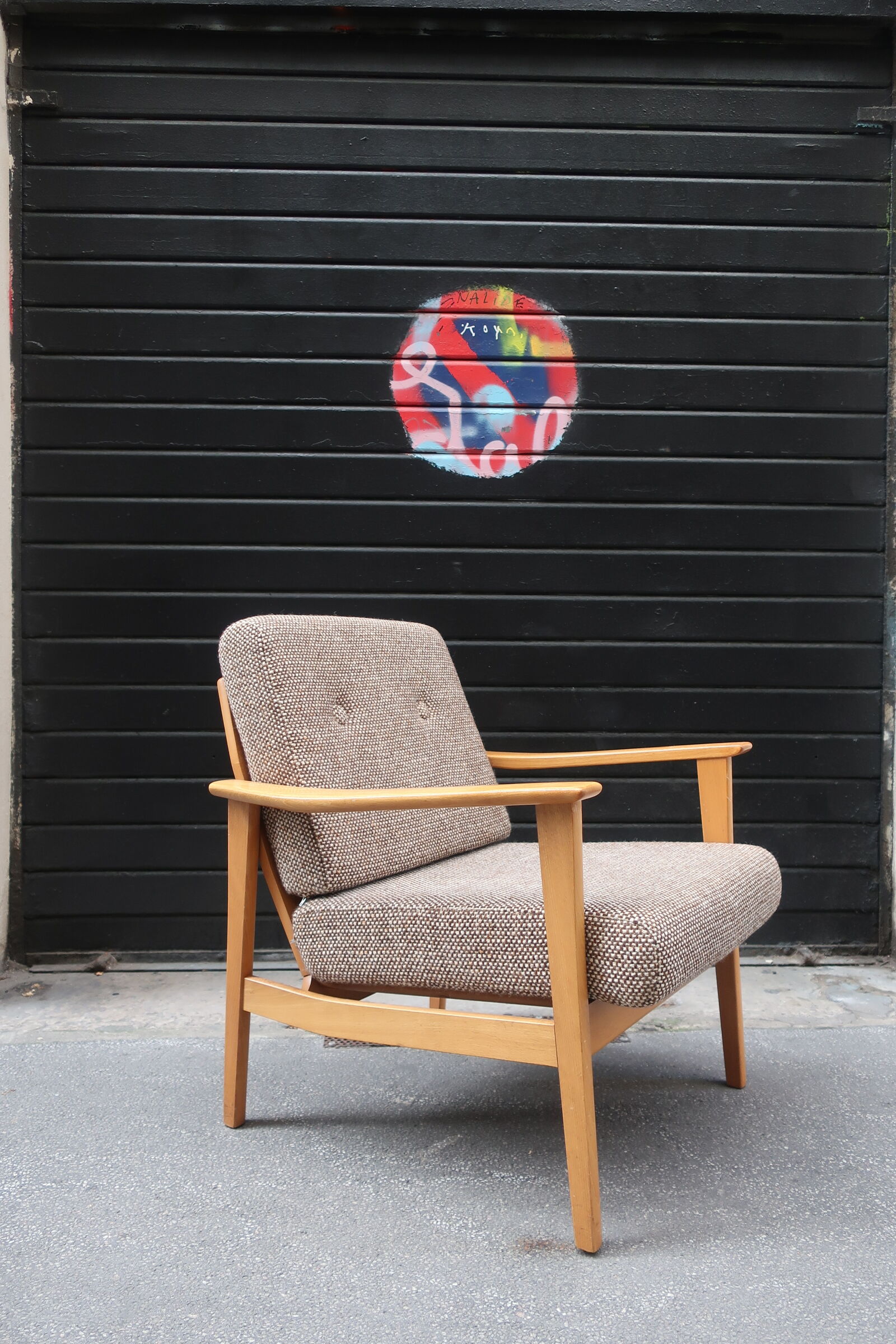 Armchair in wood and fabric 1960