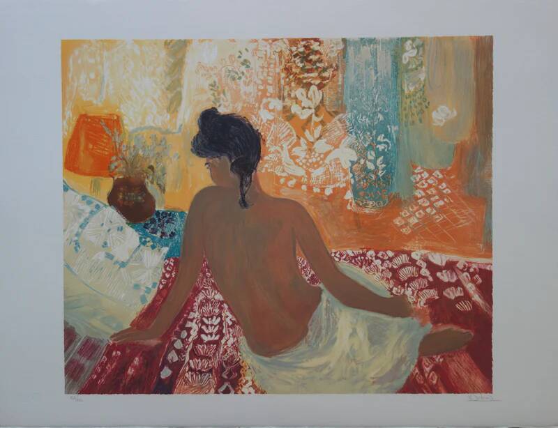 Nancy DELOUIS: Nude from behind, original signed lithograph