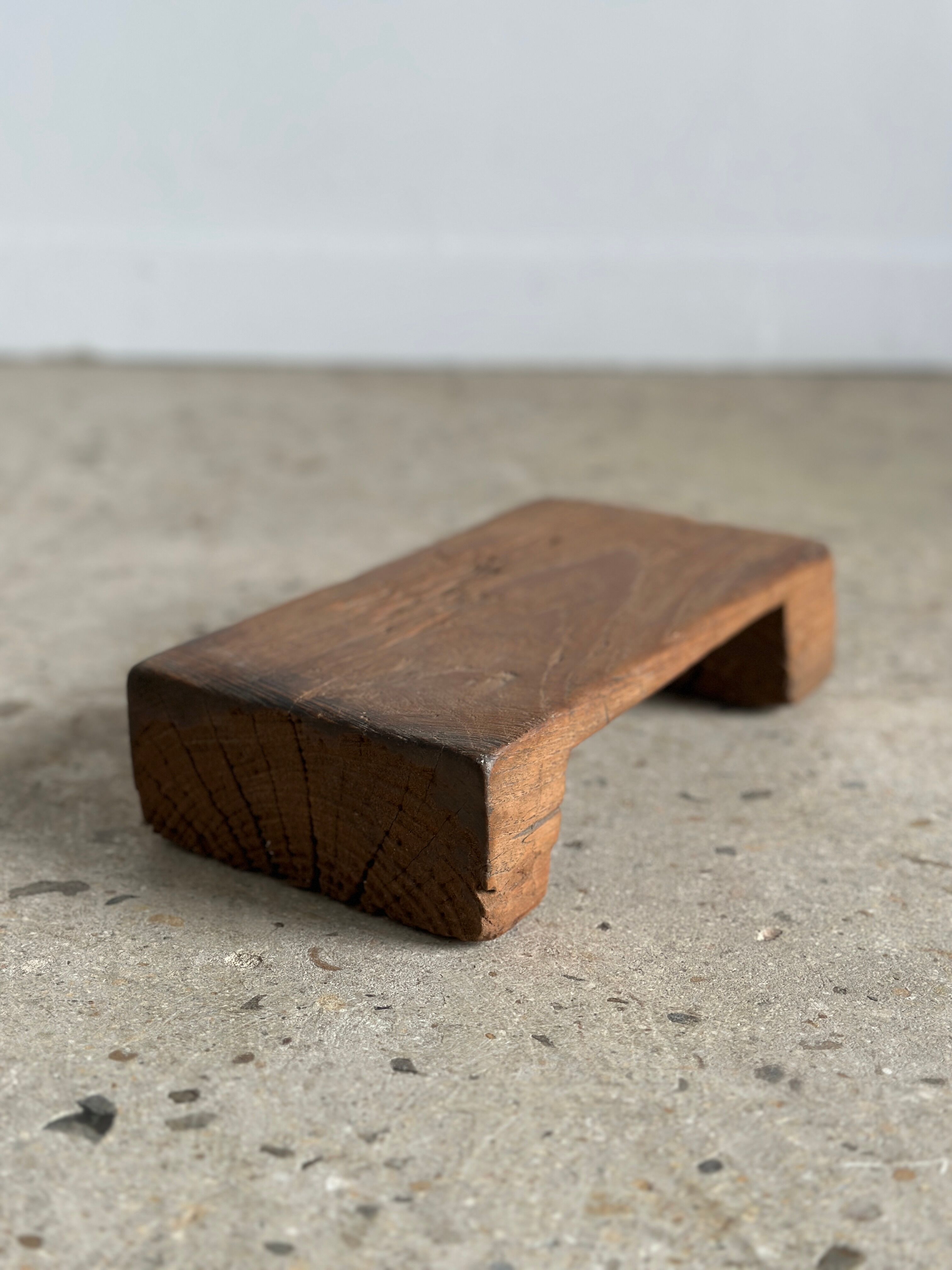 Mini Asian teak side stool blonde