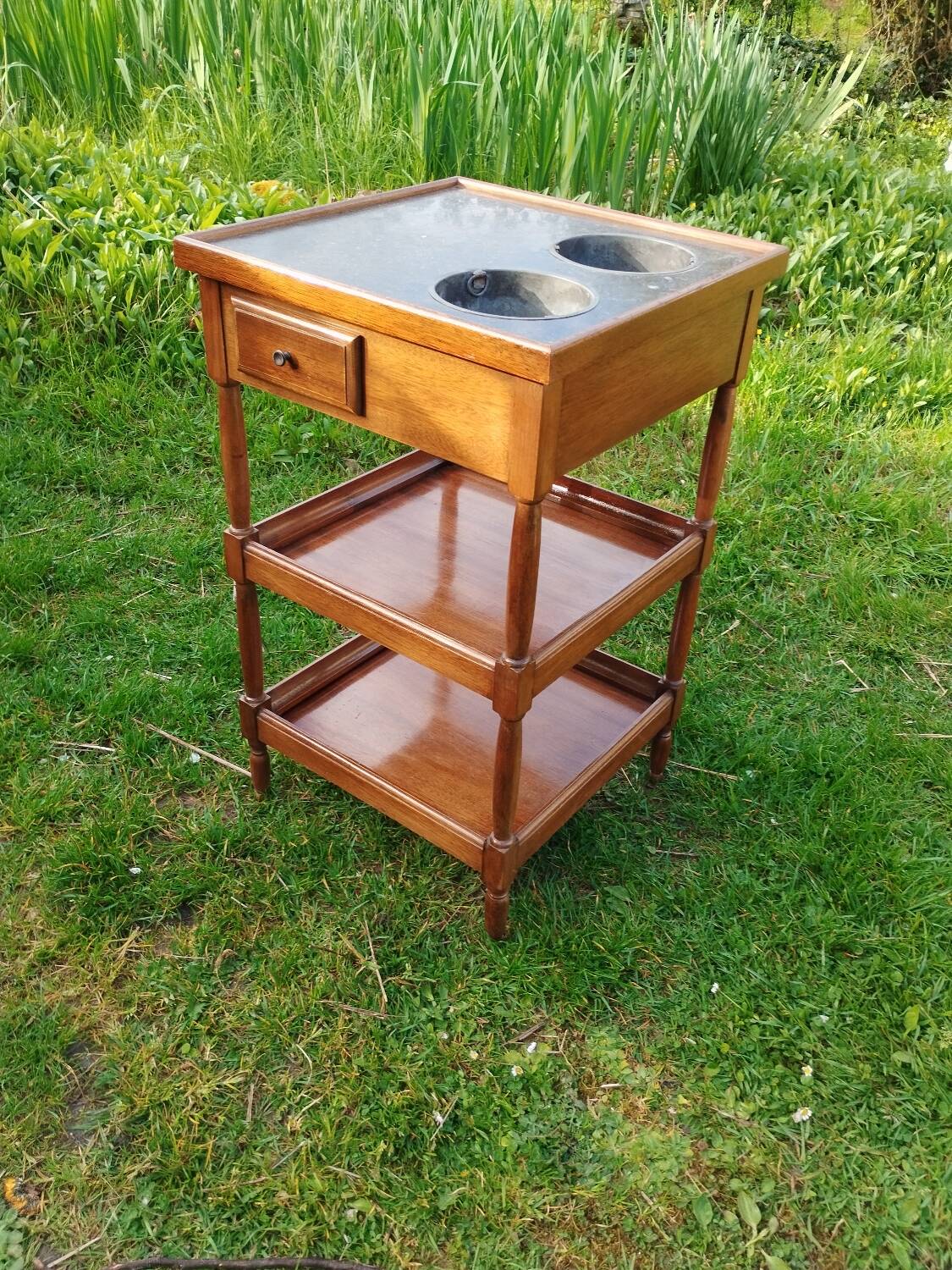 Meuble rafraîchissoir ancien avec plateau marbre