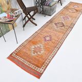 3x13 Orange Beige Vintage Runner Rug, 78x404Cm SK 6391