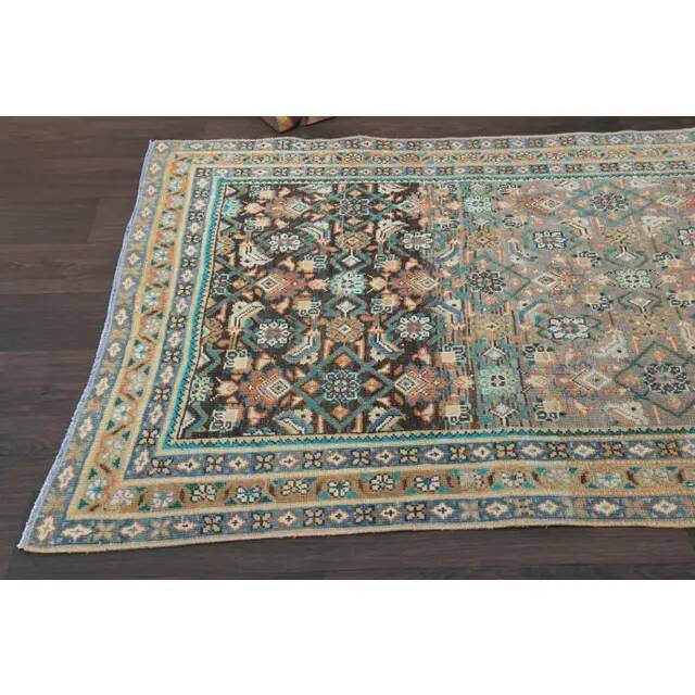 Vintage Turkish Oushak Handmade Wool Cotton Brown Runner Rug 118x301