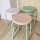Set of 3 Vintage Stools - Molded Plastic Seat, Covered Iron Leg