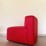 Pair of red striped armchairs from the 1980s