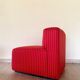 Pair of red striped armchairs from the 1980s