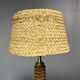 Midcentury French brutalist wood turned table lamp, Charles Dudouyt style