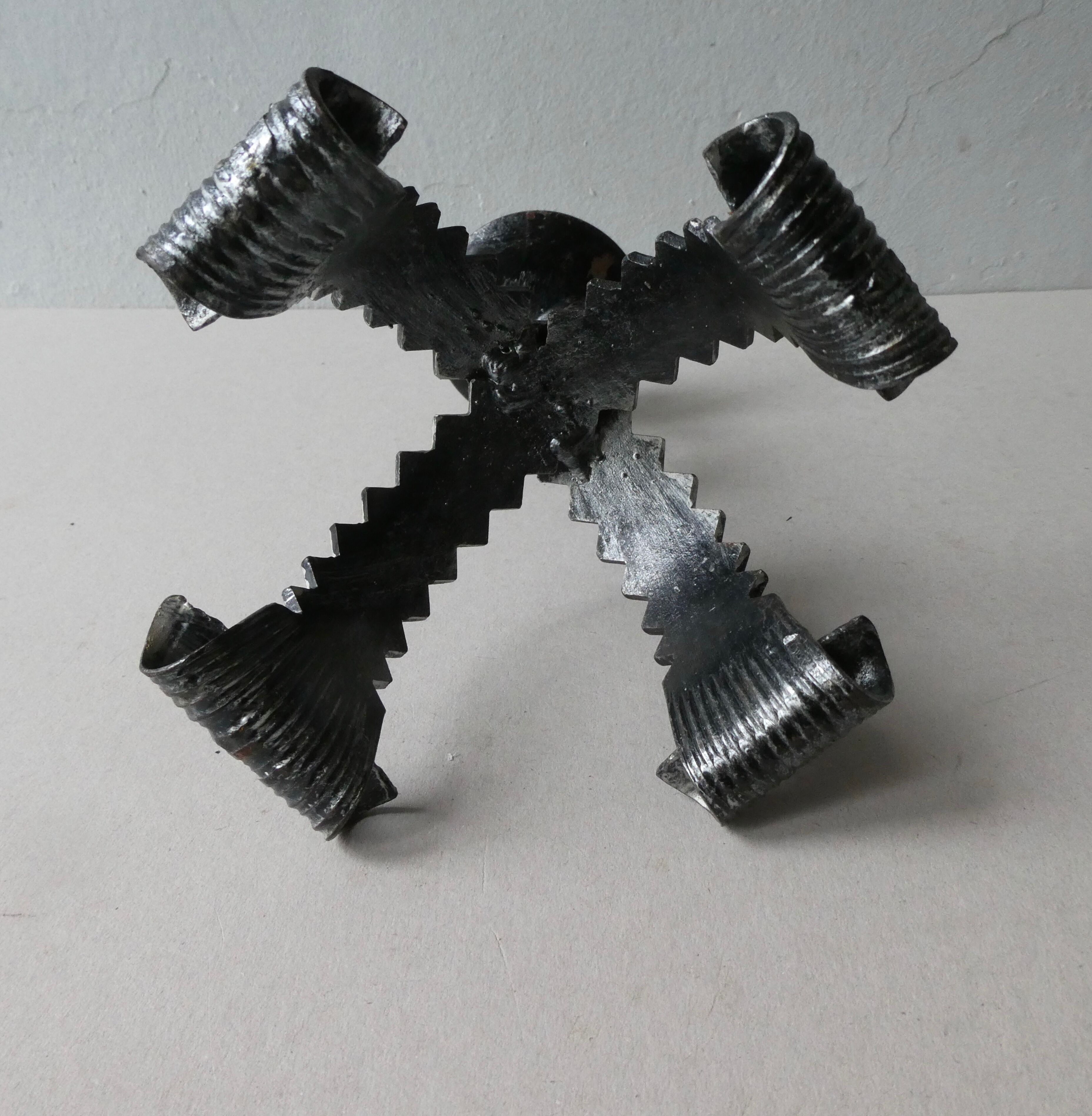 Wrought iron candle holder, brutalist, 60s-70s