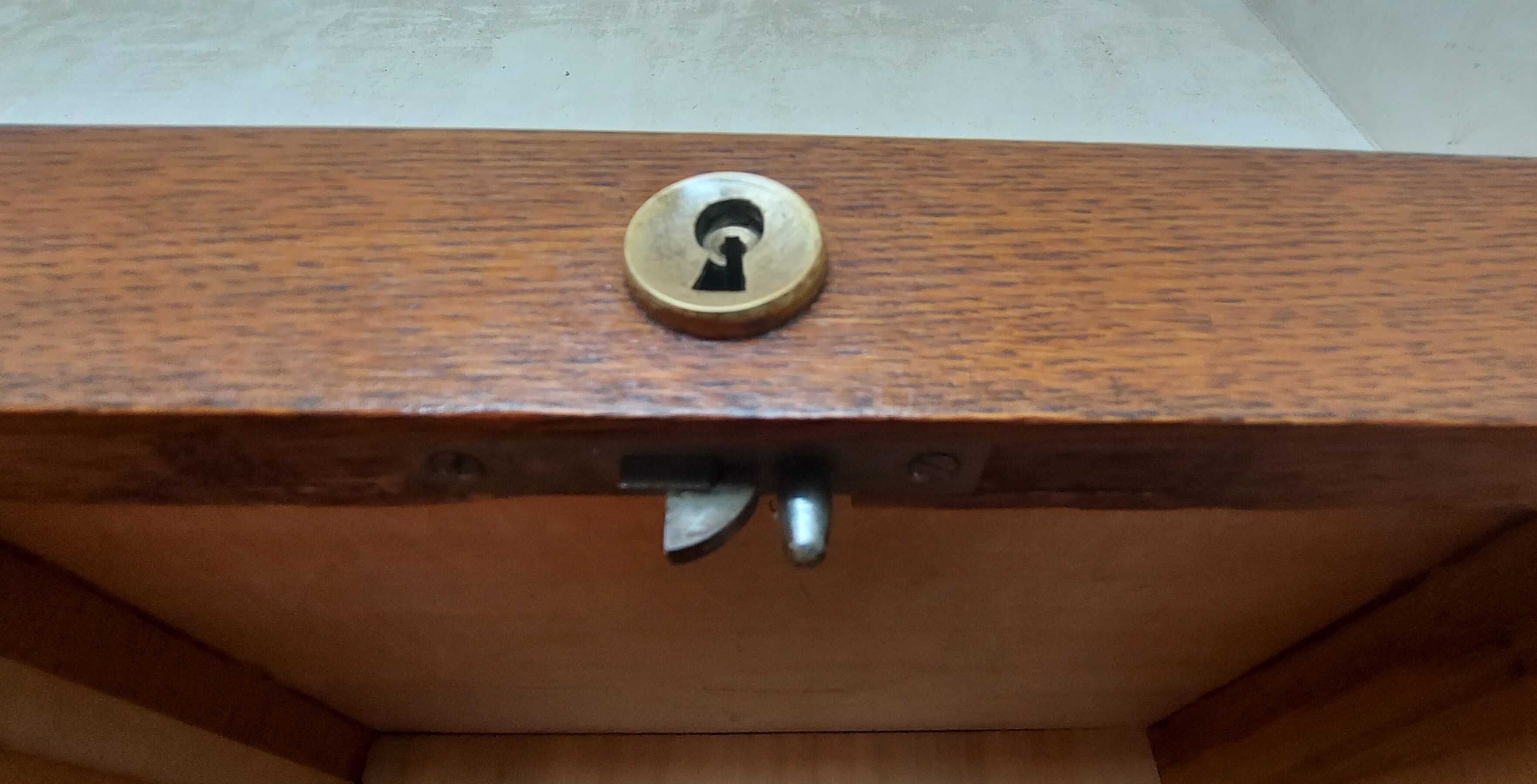 Double frame cabinet with solid oak curtains 50s