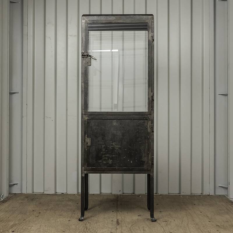 Vintage industrial dentist cabinet - metal glass cabinet