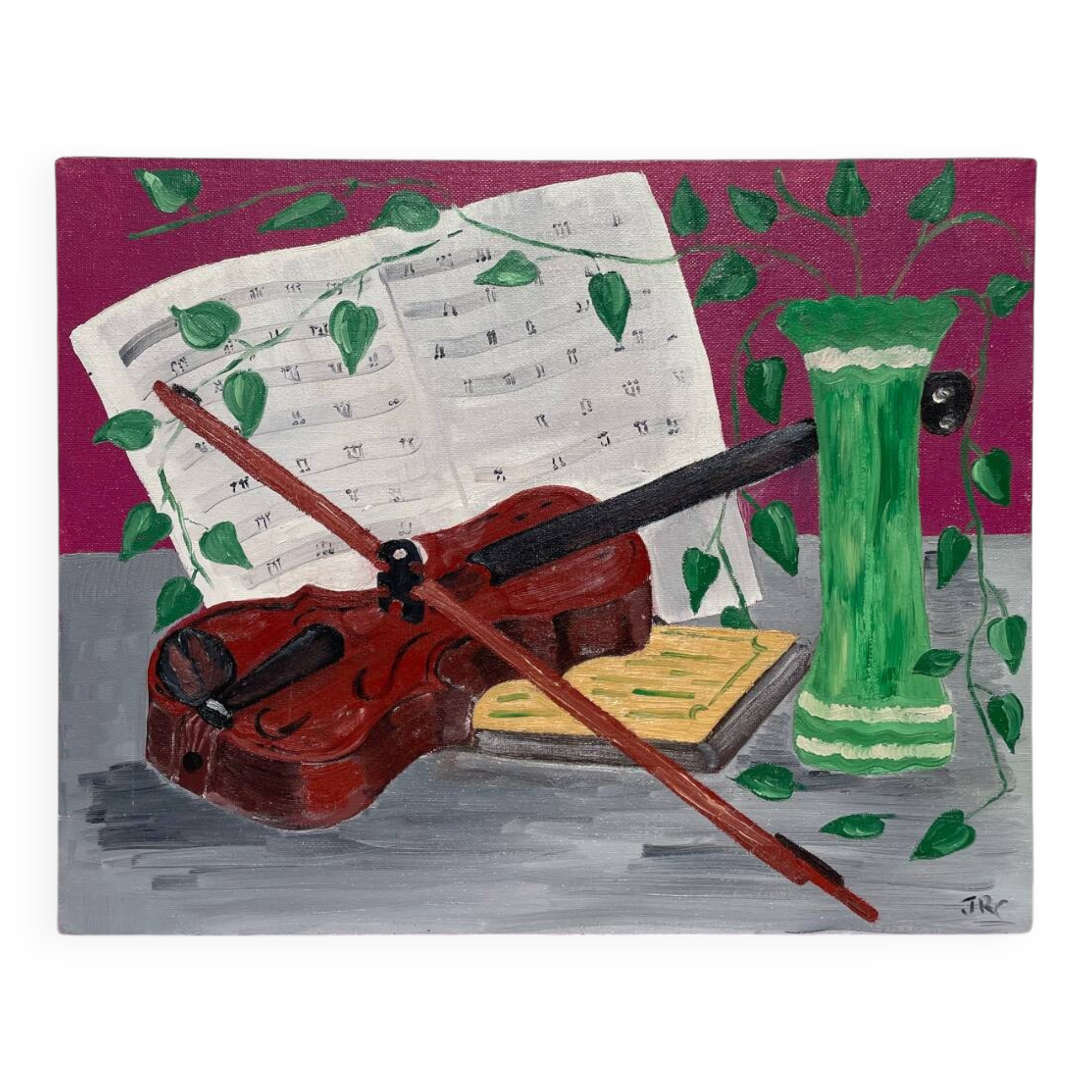 Still life with vase and violin