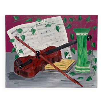 Nature morte au vase et violon