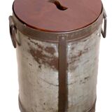 Metal stool with teak seat