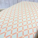 Lit de repos anglais début XXème en chêne, quelques tâches sur le tissu